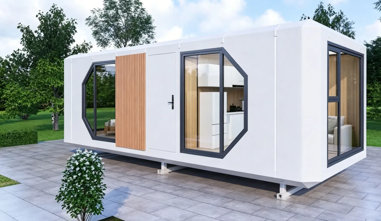 Casas residenciales móviles inteligentes modulares expandibles de cápsulas prefabricadas ecológicas de acero