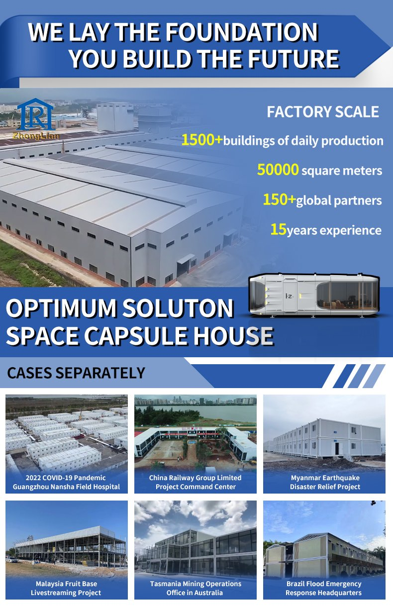 Casa Modular de Cápsula Espacial Casa Prefabricada Eficiente Energéticamente Características de Hogar Inteligente