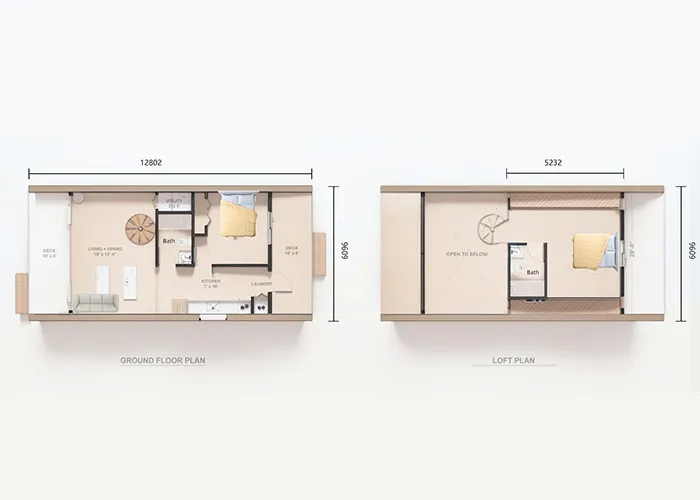 Plano de planta Casa Prefabricada Modular Villa con Estructura de Acero