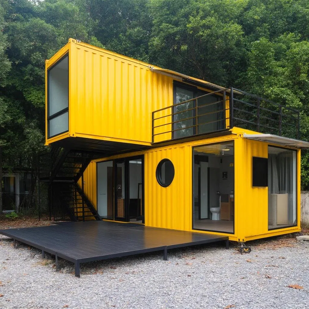 Casa contenedor de lujo moderna y expandable con balcón para villa de vacaciones