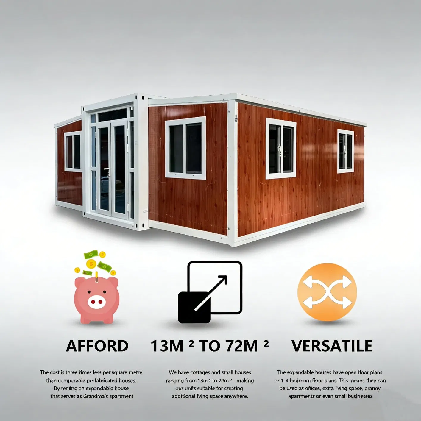 Casa Modular Expandible de Doble Ala para Vida Familiar