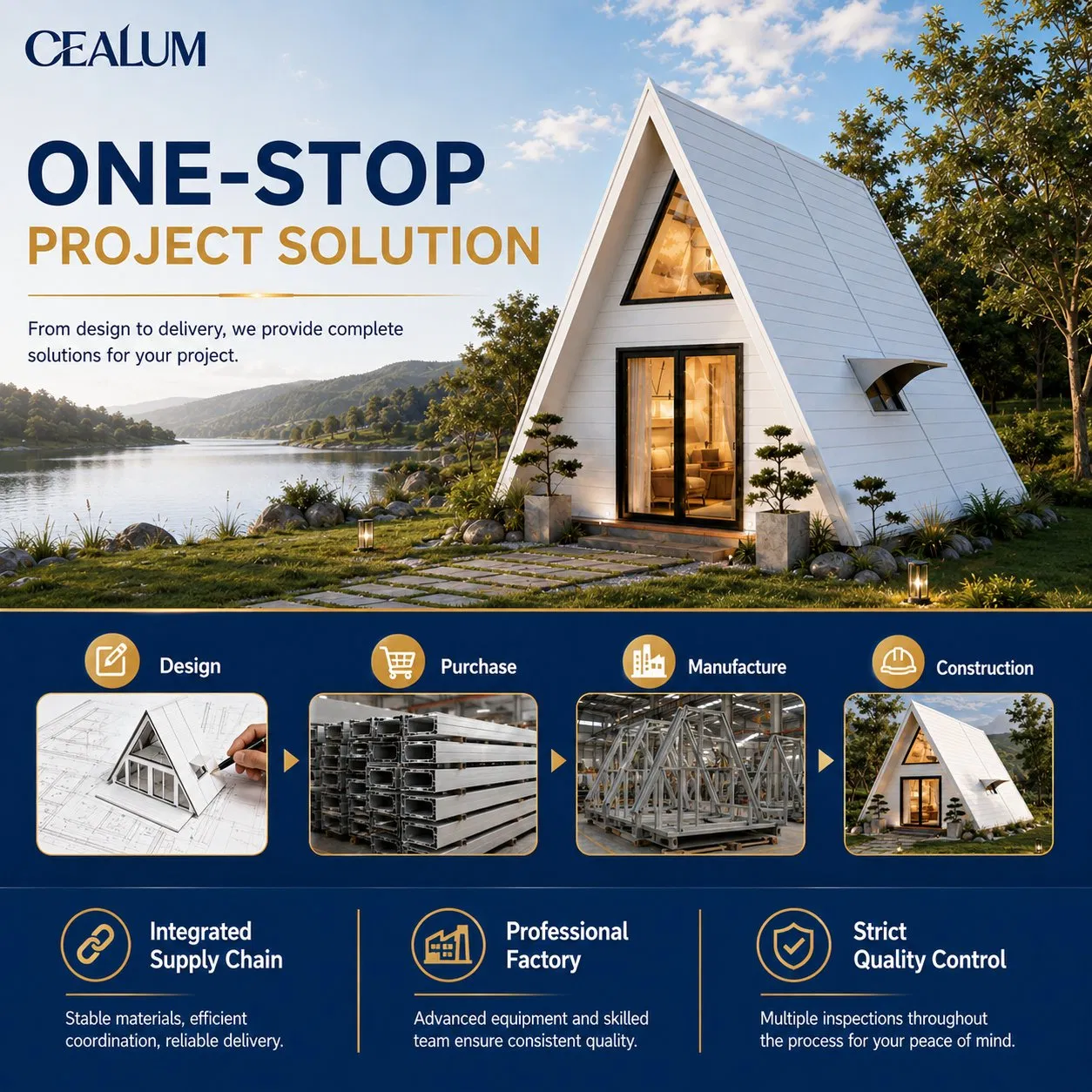 Casa Tiny a Marco Blanco Prefabricada para Vacaciones en Glamping, Casa de Huéspedes en Jardín, Alojamiento Turístico, Edificio Residencial y Comercial