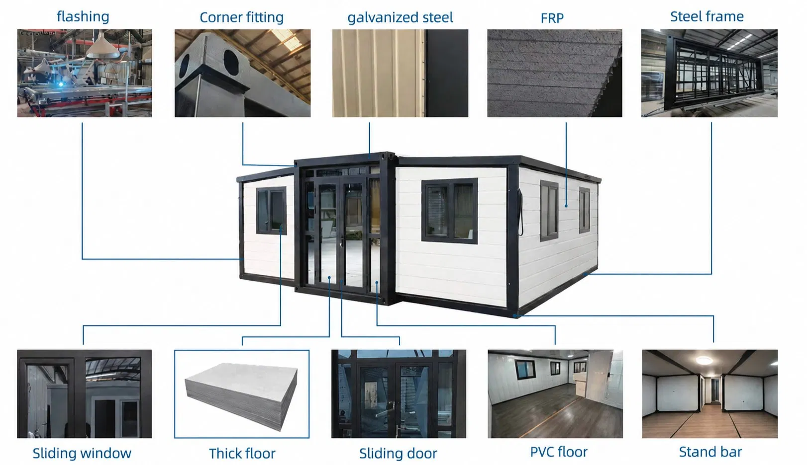 Estándar Australiano de Lujo 3-Bedroom 1-Bathroom Contenedor Prefabricado Expandible Modular Casa Móvil para Uso Residencial y Hotelero