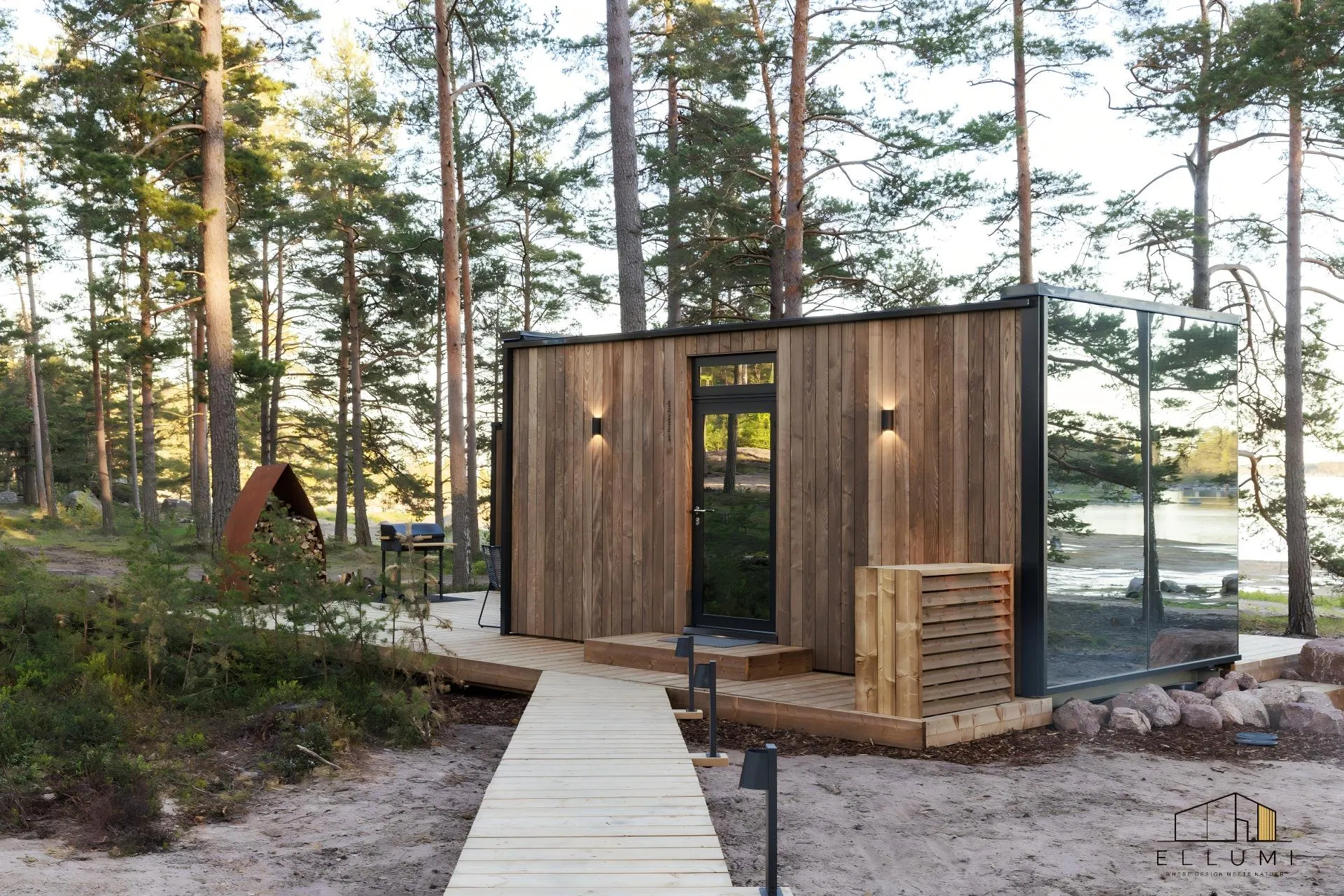 Casa Contenedor Prefabricada Modular Cabaña Pared de Vidrio Casa Pequeña Proyecto de Villa de Vacaciones