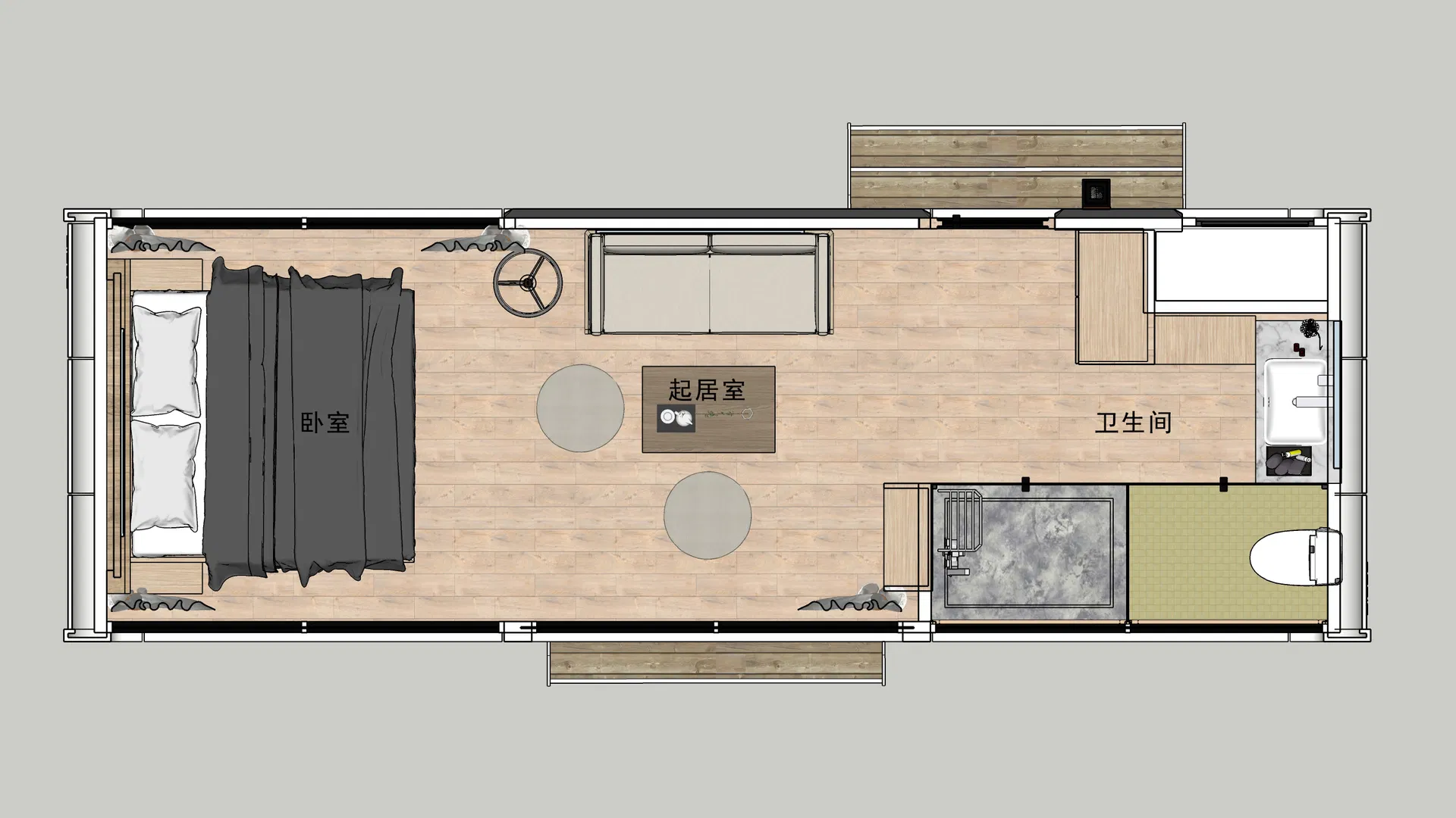 Z1-CT003 Pequeñas casas residenciales móviles modulares expandibles de contenedores ecológicos y inteligentes