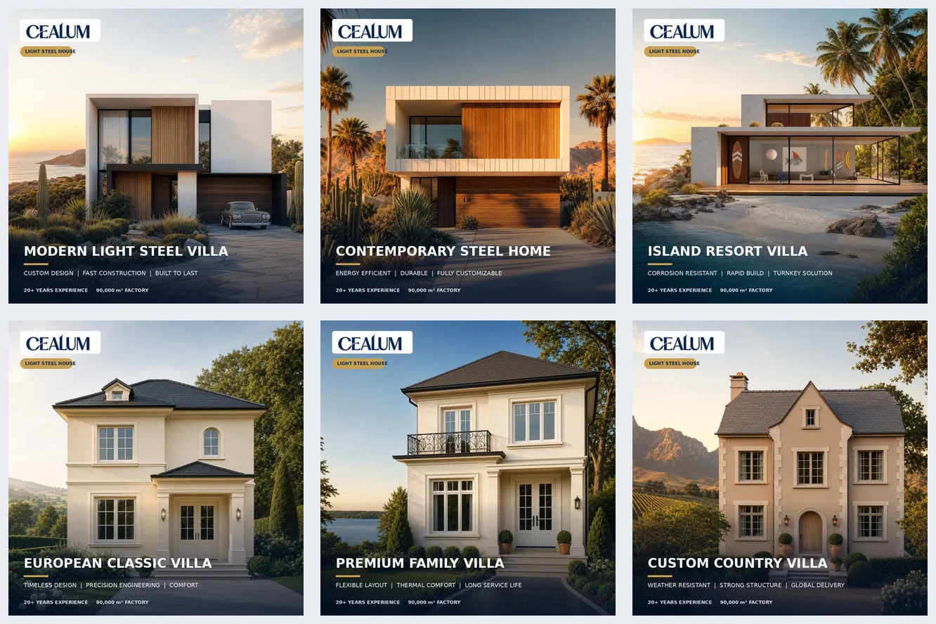Casa modular prefabricada de fábrica, tres unidades conectadas con patio privado, diseño y decoración personalizados para proyectos de vivienda residencial