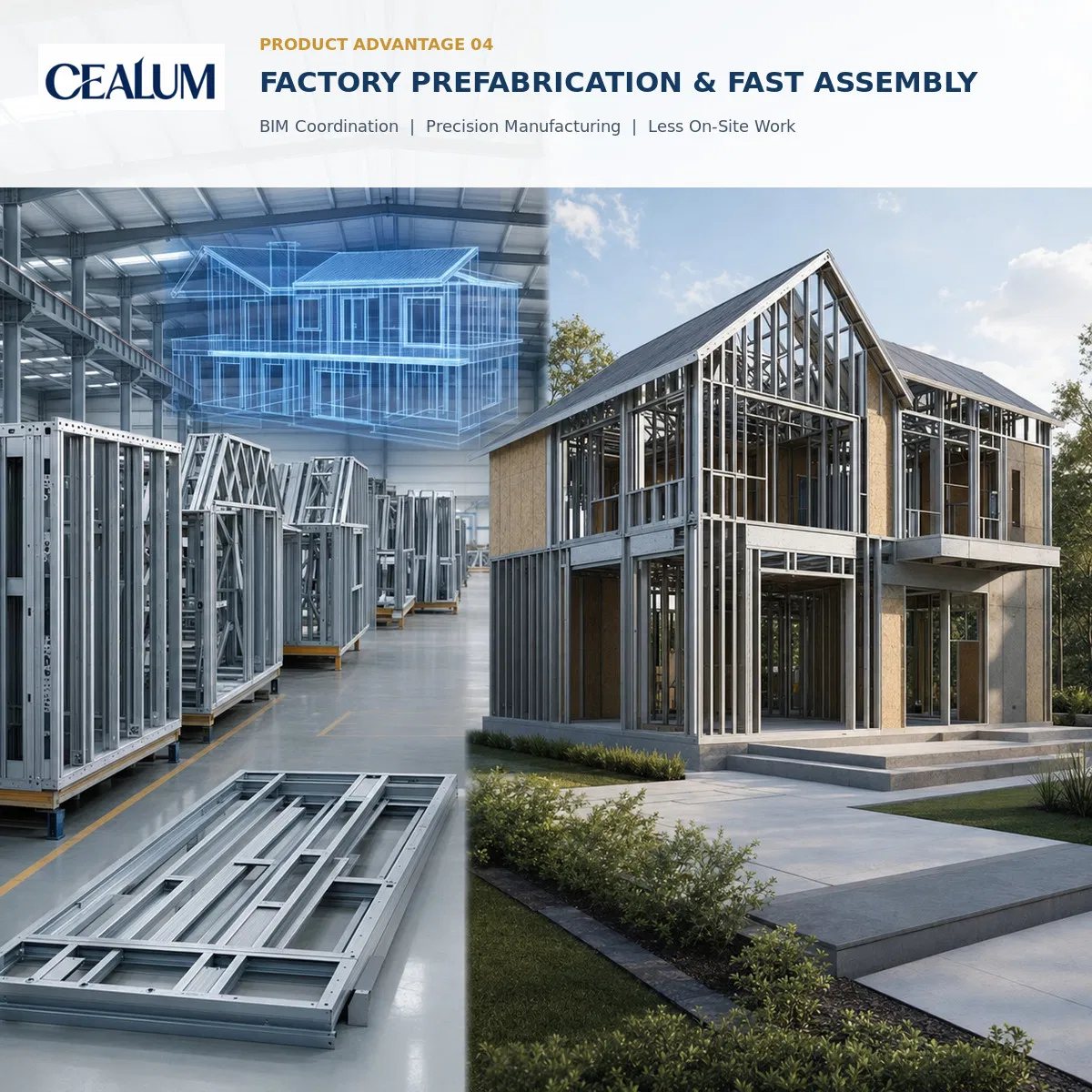 Casa modular prefabricada de fábrica, tres unidades conectadas con patio privado, diseño y decoración personalizados para proyectos de vivienda residencial