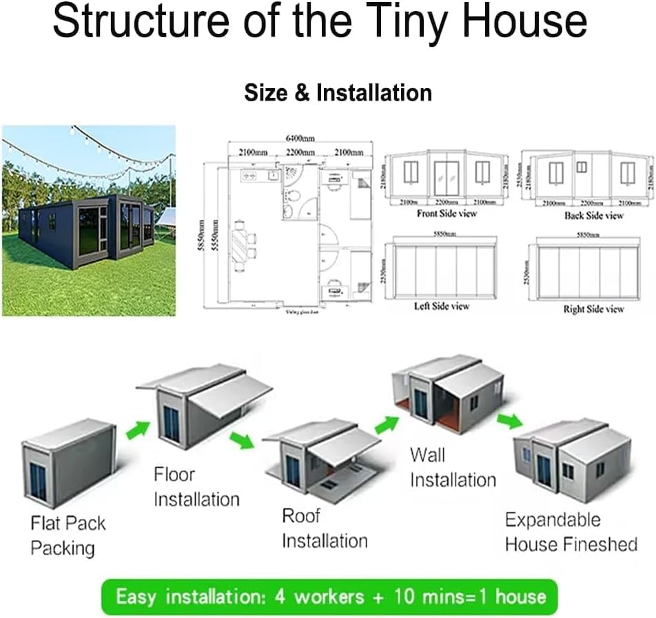 Casa prefabricada de construcción rápida y alto rendimiento, hogar pequeño para uso residencial y comercial