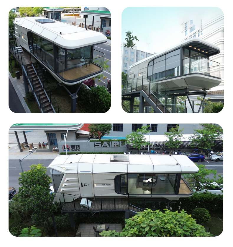 Casa Modular de Cápsula Espacial Casa Prefabricada Eficiente Energéticamente Características de Hogar Inteligente