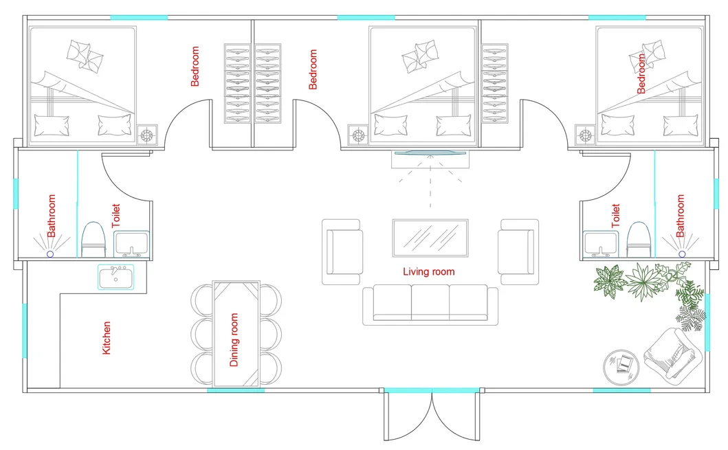 Diseño de interiores moderno para casa contenedor