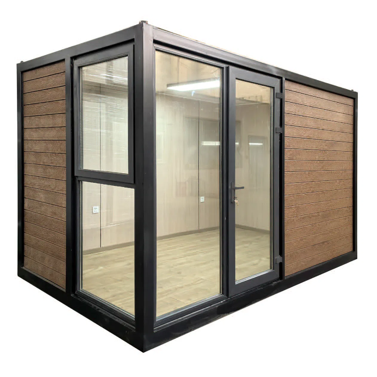 Casa contenedor segura con baño, cama y mesa de comedor, oficina contenedor portátil