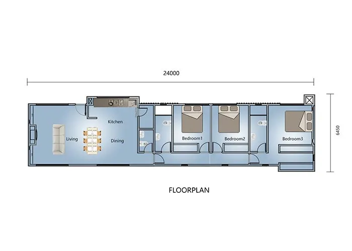 Plano de planta casa prefabricada