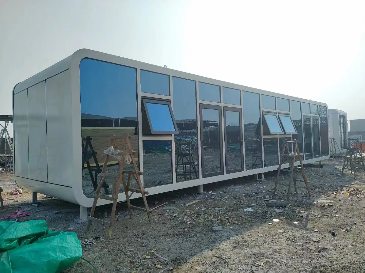 Casa de manzana de alta calidad, diseño moderno, casas prefabricadas modulares, sala de estar, pod de jardín, casas contenedor