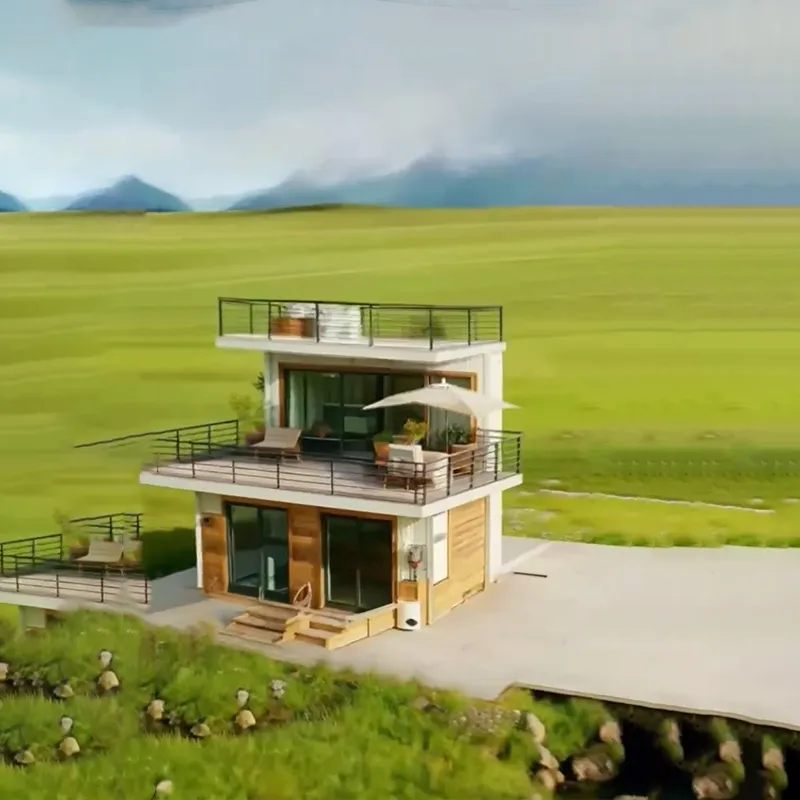 Espacio de vida modular contemporáneo en cápsula para hogares ecológicos