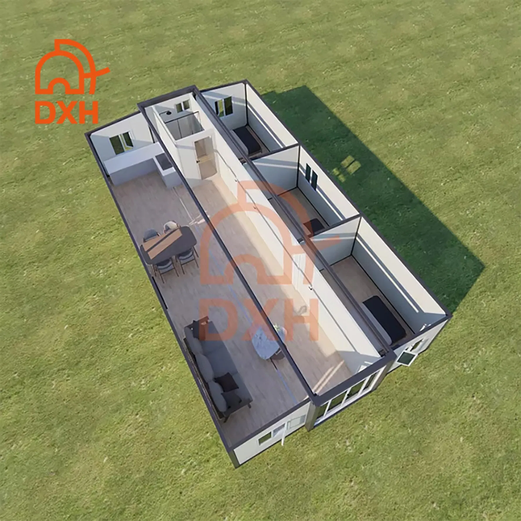 40FT Casa Adu modular y ampliable con cocina, baño y sala de estar para anexo familiar en el patio trasero