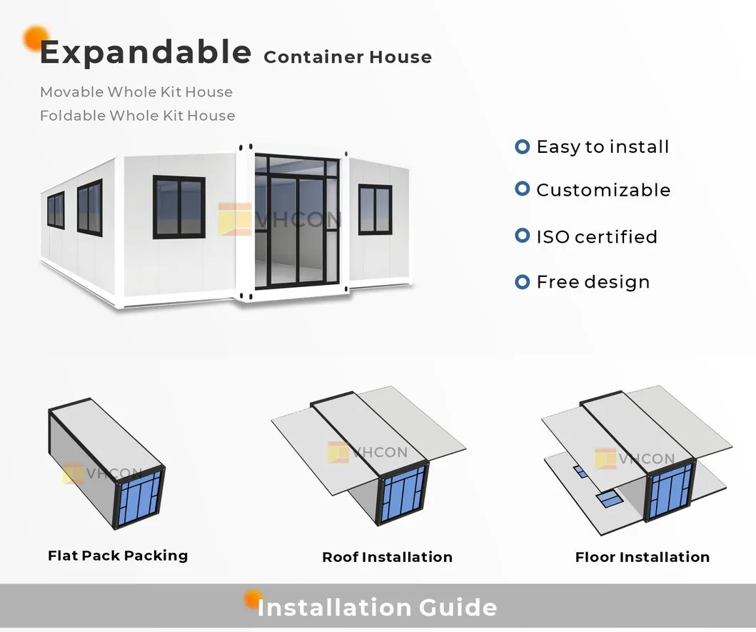 Venta Caliente Casa Contenedor Expandible Prefabricada de Alta Calidad con 3 Habitaciones