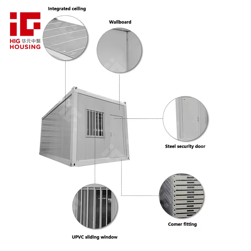 Oficina móvil modular plegable prefabricada de contenedor potable, casas de contenedor prefabricadas
