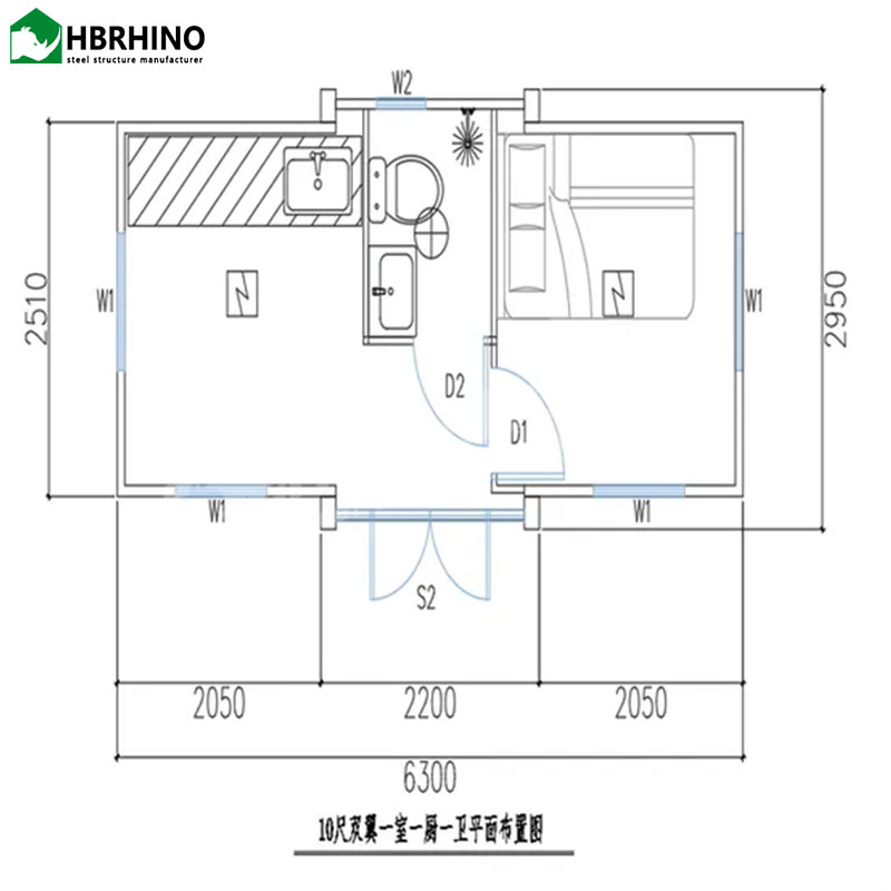 10FT Casa Contenedor Expandible, Solución de Vivienda Verde Sostenible, Hogar Modular de Economía Circular, Vivienda Asequible para el Mercado Global