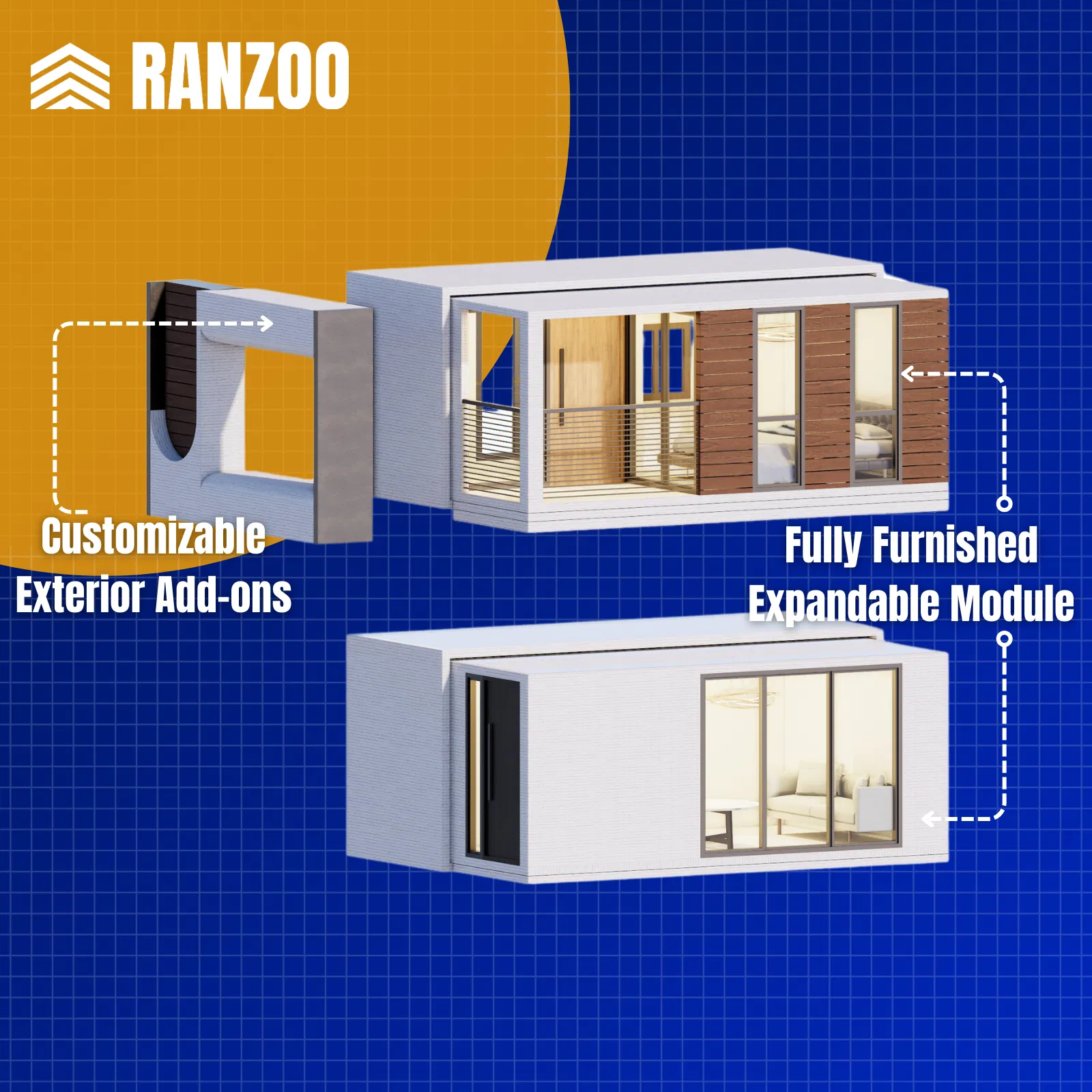 Ranzoo compacto hogar prefabricado móvil modular pequeño con energía solar y envío asequible