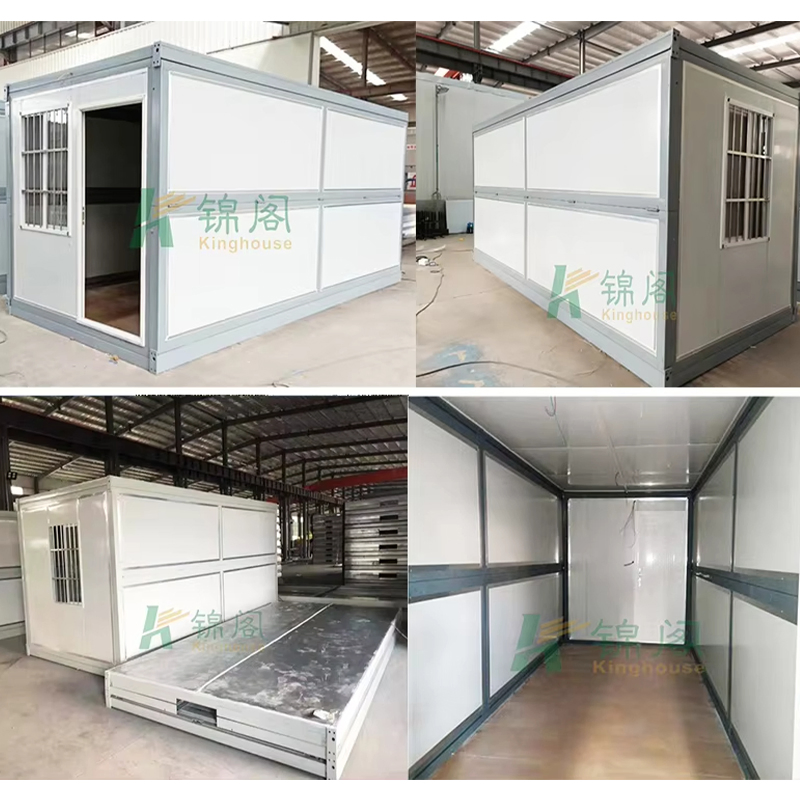Espacio de vida en casa pequeña con almacenamiento inteligente y diseño compacto de casa plegable