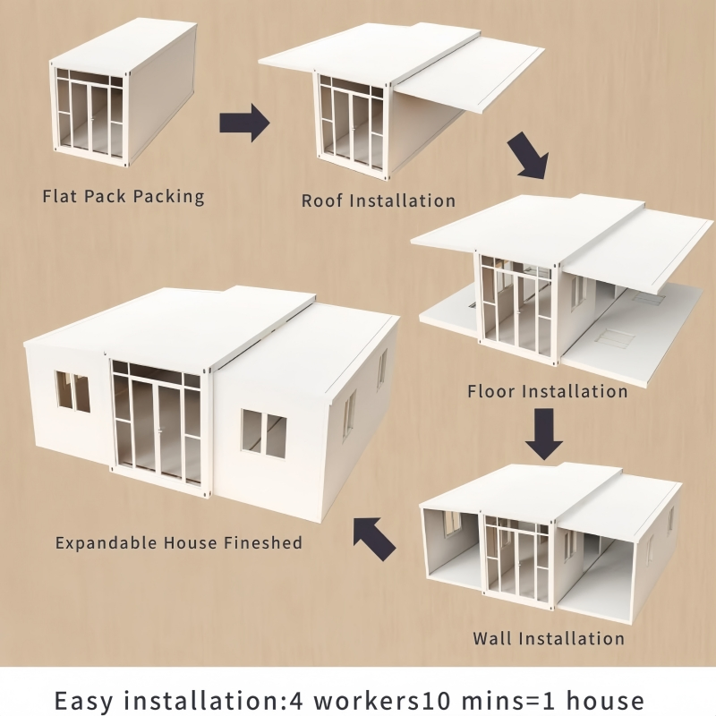 Casa contenedor prefabricada personalizada 20FT de lujo moderna, plegable, modular, móvil, portátil, movible, llave en mano, pequeña y expandible