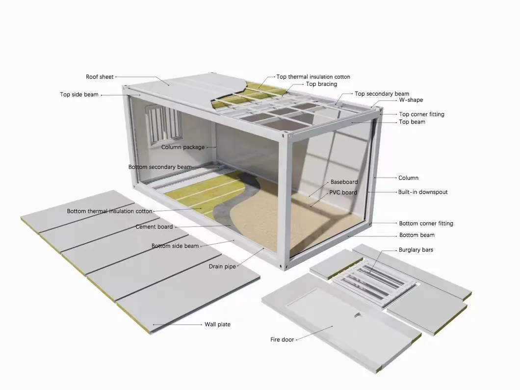 Estructura de casa modular prefabricada de contenedor para uso residencial