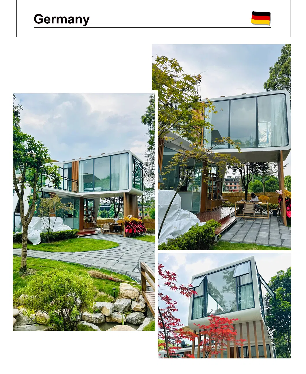 Personalizar diseño moderno contenedor prefabricado barato casa modular triple ancha fabricada para familia grande residencial permanente