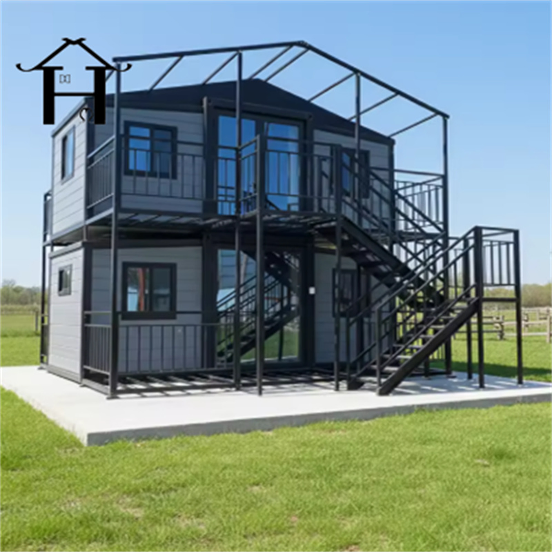 Casa modular de contenedor de dos pisos prefabricada de bajo precio y económica