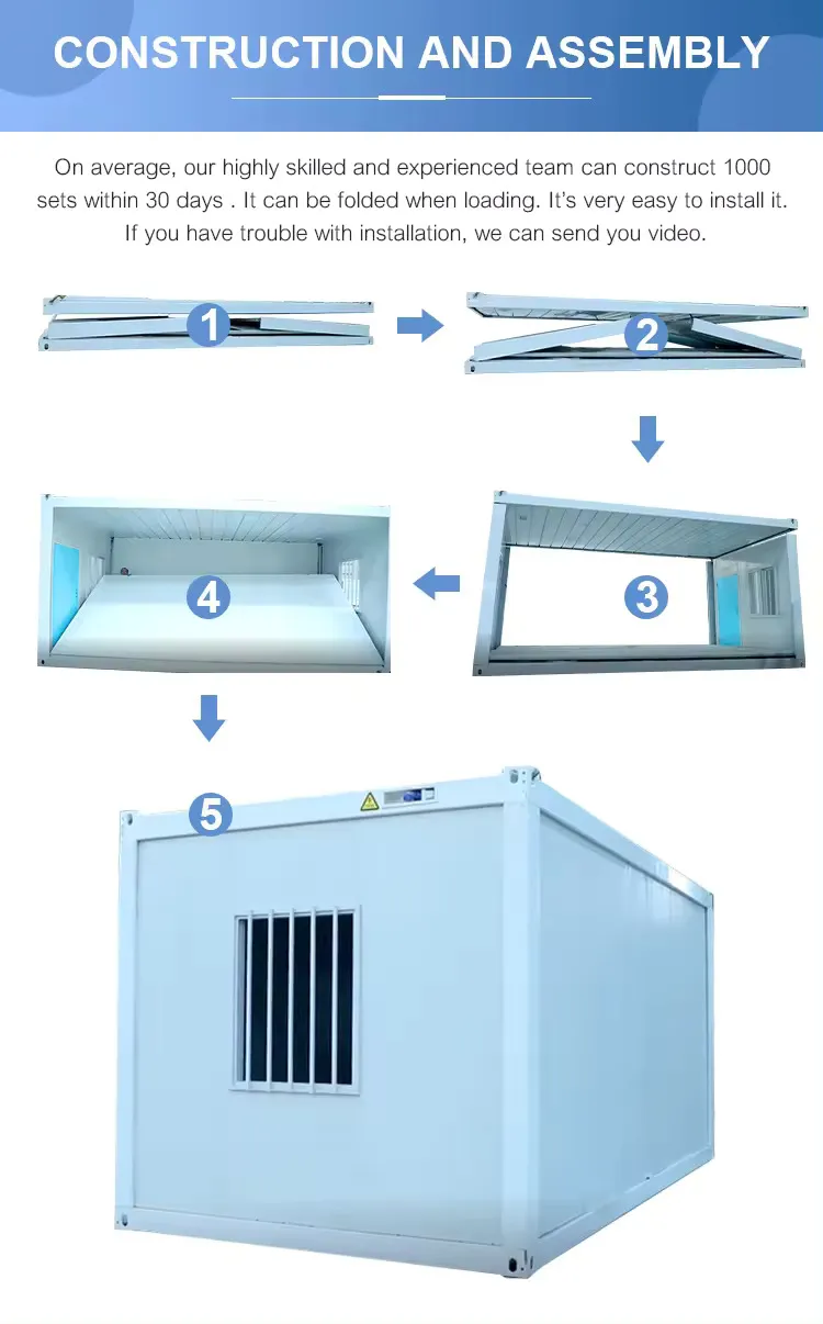 Oficina móvil modular plegable prefabricada de contenedor potable