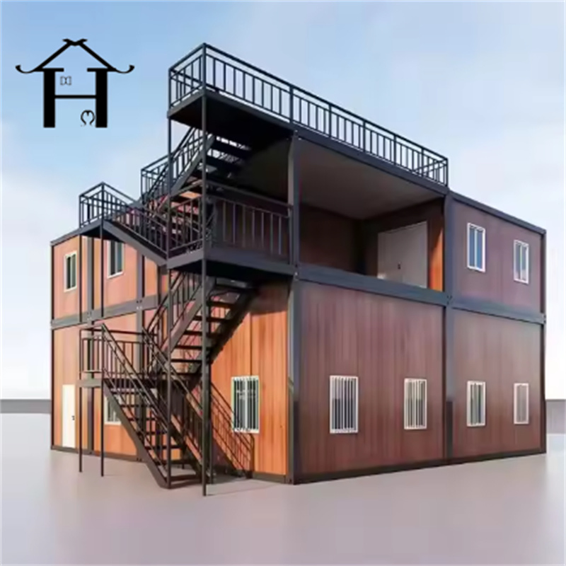 Casa modular de contenedor de dos pisos prefabricada de bajo precio y económica