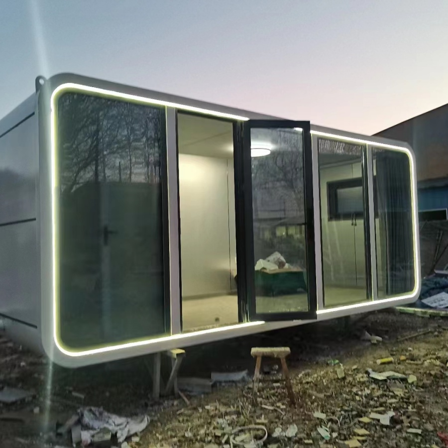 Casa de manzana de alta calidad, diseño moderno, casas prefabricadas modulares, sala de estar, pod de jardín, casas contenedor