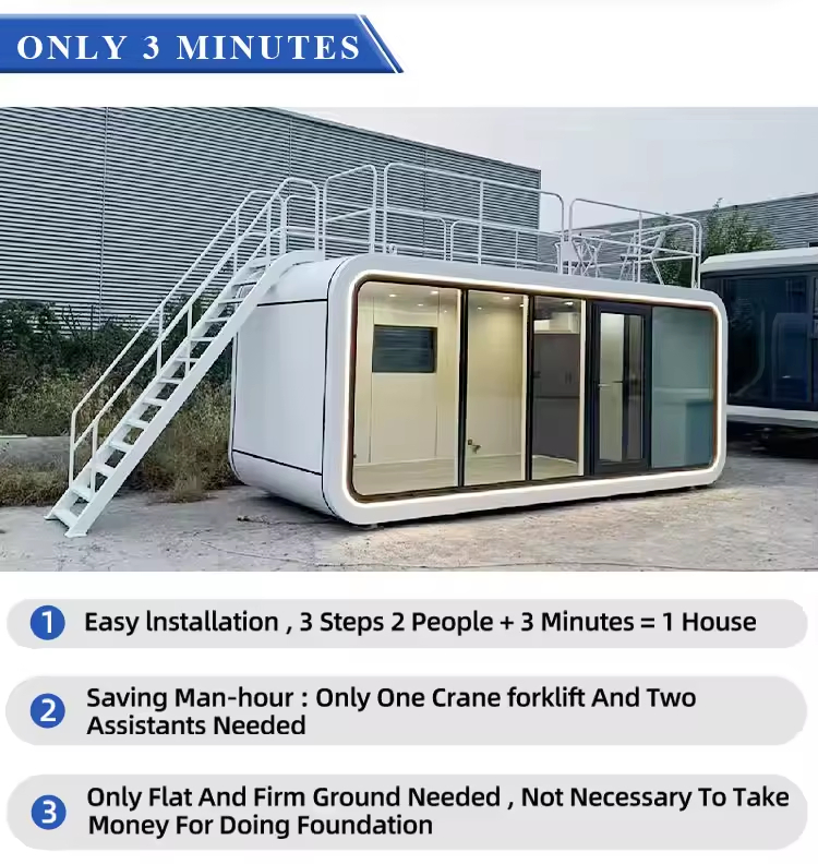 Casa Tiny Modular de Contenedor con Baño y Energía Solar para Familia