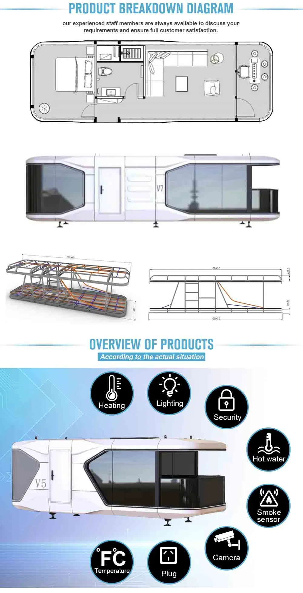 Casa Móvil Modular Contemporánea Manzana con Diseño Interior Elegante