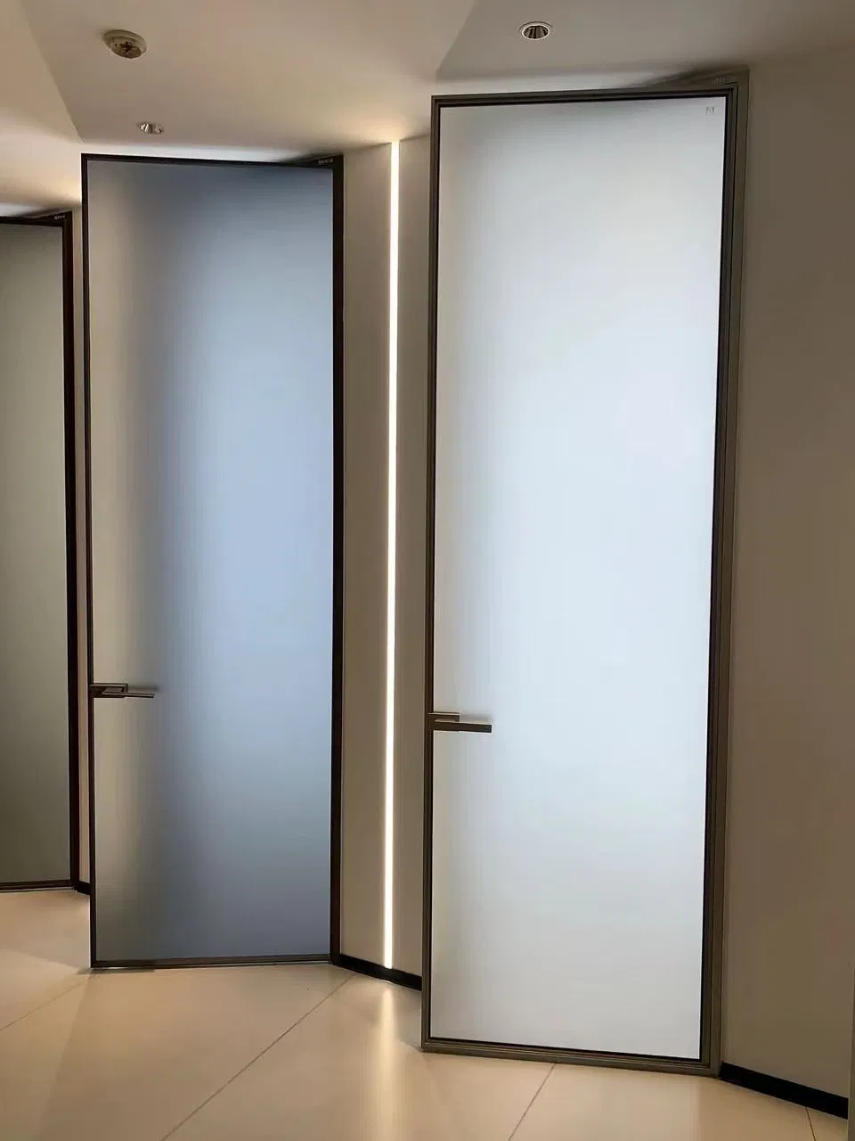 باب hinged زجاج مصنفر من الألمنيوم الحديث للاستخدام في الحمام والداخلية