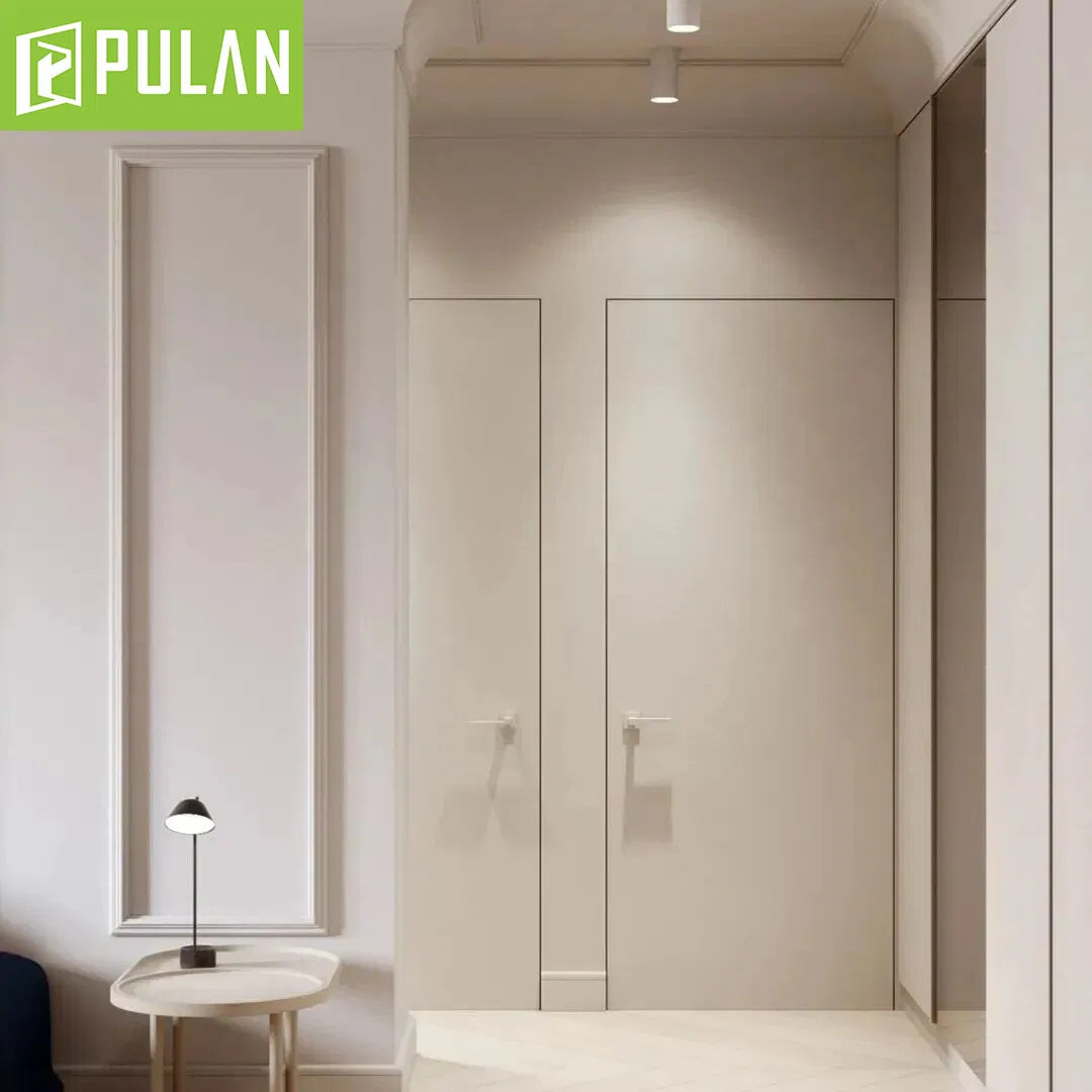 أحدث تصميم باب مملوء بخشب صلب أو لوح جزيئي مع إطار رفيع عازل للصوت من الألمنيوم أو تشطيب مطلي لغرفة النوم