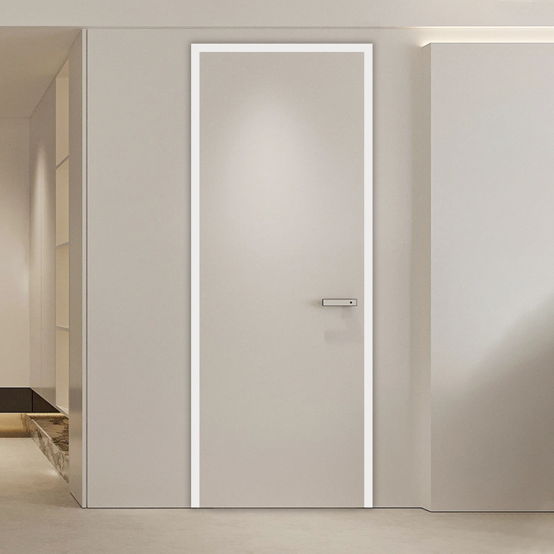 أبواب الألمنيوم الخشبية لغرف النوم الداخلية، حماية بيئية وأبواب عازلة للصوت، تصميم مخصص لغرف داخلية بدون طلاء