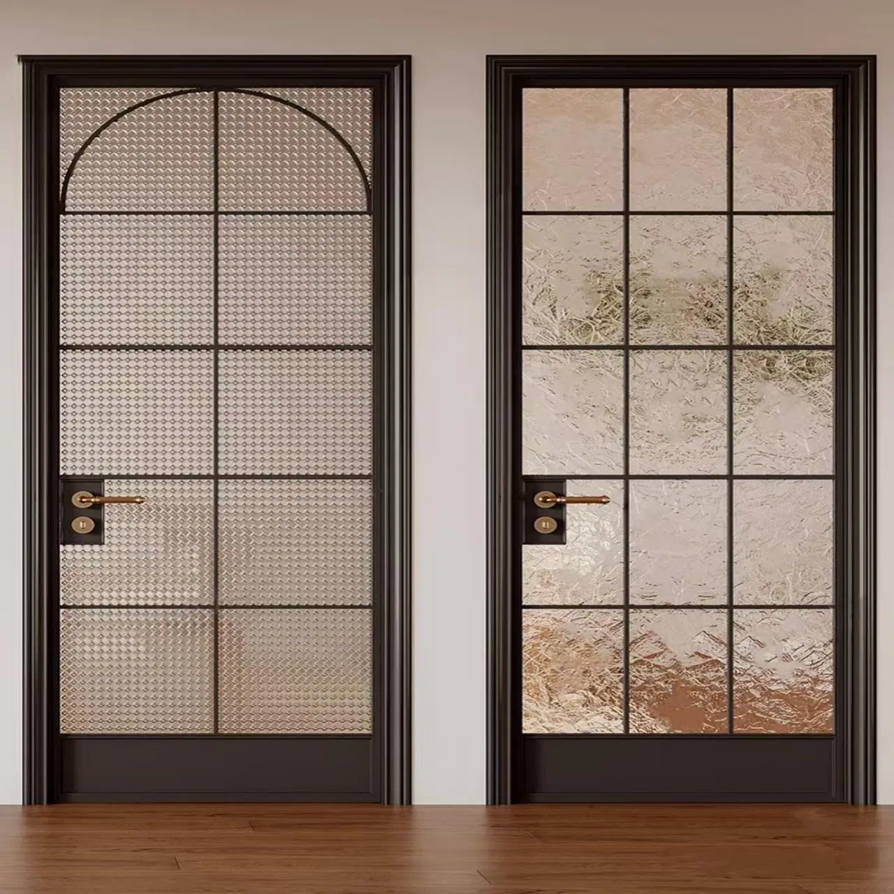 باب زجاجي hinged مصنوع من سبيكة الألمنيوم عازل للصوت للأمان في الحمام، باب خارجي حديث يفتح بشكل متأرجح