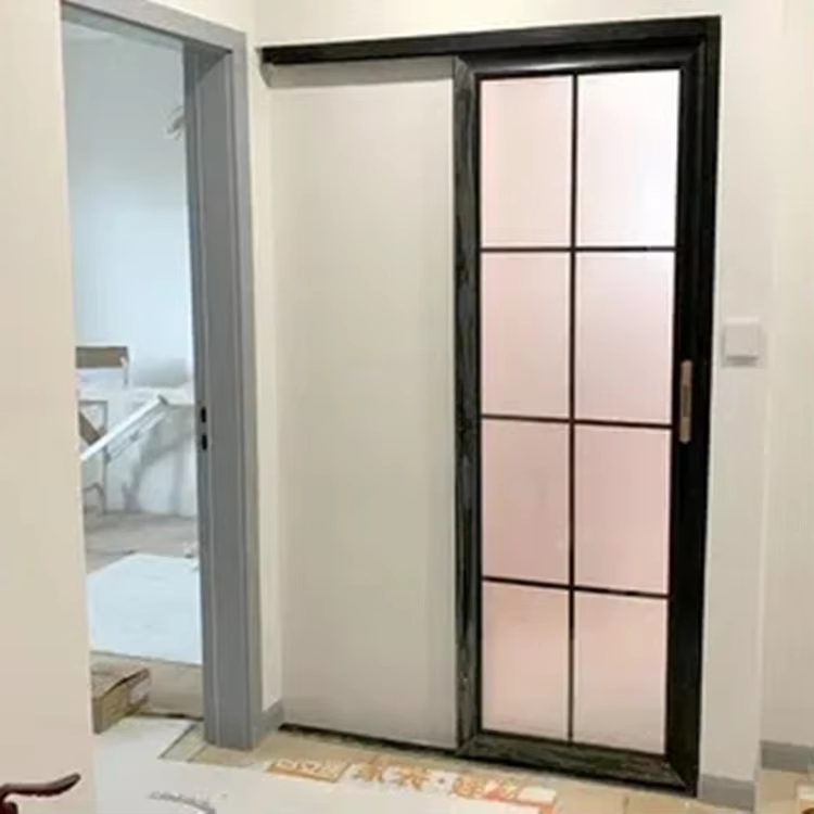 باب زجاجي مزدوج مع إطار ألومنيوم رفيع داخلي منزلق