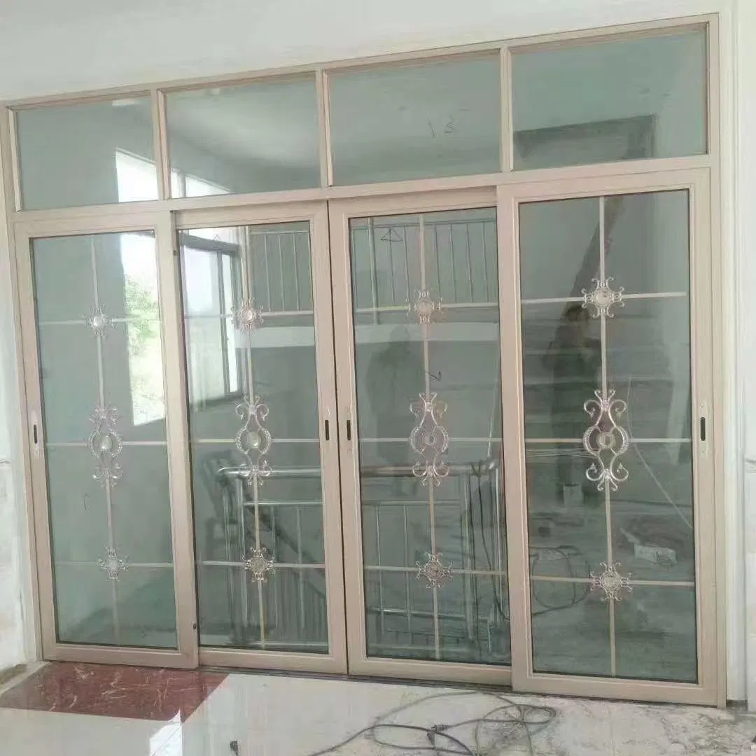 باب زجاجي منزلق معزول صوتياً وحرارياً من الألمنيوم والزجاج المقسى بتصميم عصري