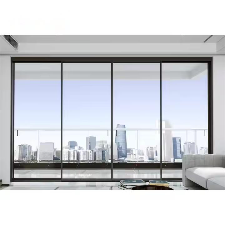 تصميم حديث باب منزلق مطبخ بإطار ألمنيوم مخصص زجاج مزدوج رقيق داخلي مع شاشة