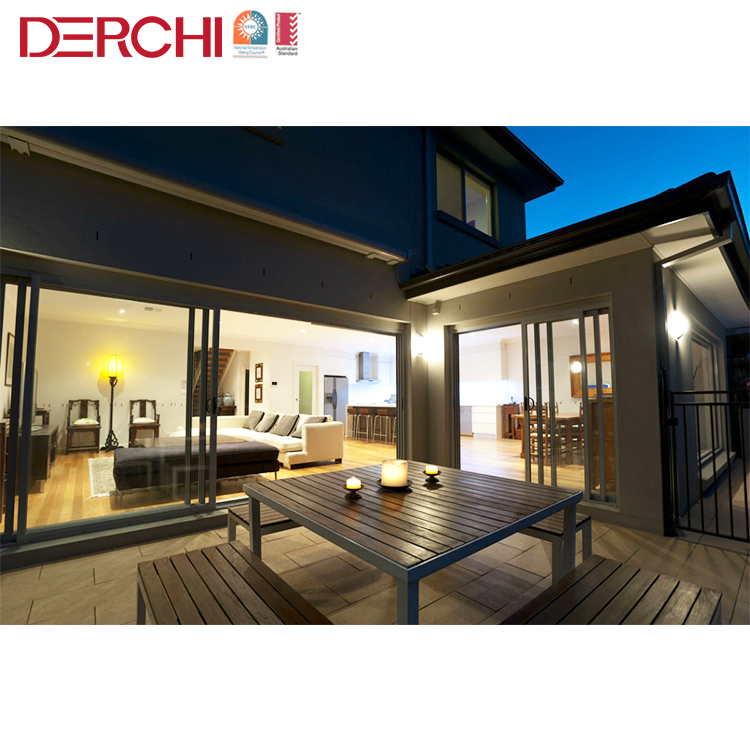 تصميم حديث باب منزلق بإطار ضيق فائق النحافة من الألمنيوم مع زجاج مقسى