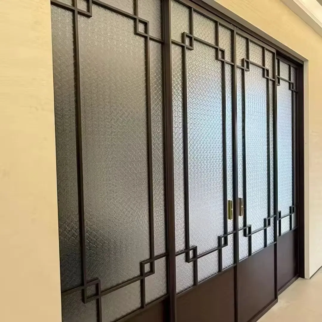 باب منزلق زجاجي مقسى بإطار ألمنيوم مزدوج للتصميم الداخلي الحديث