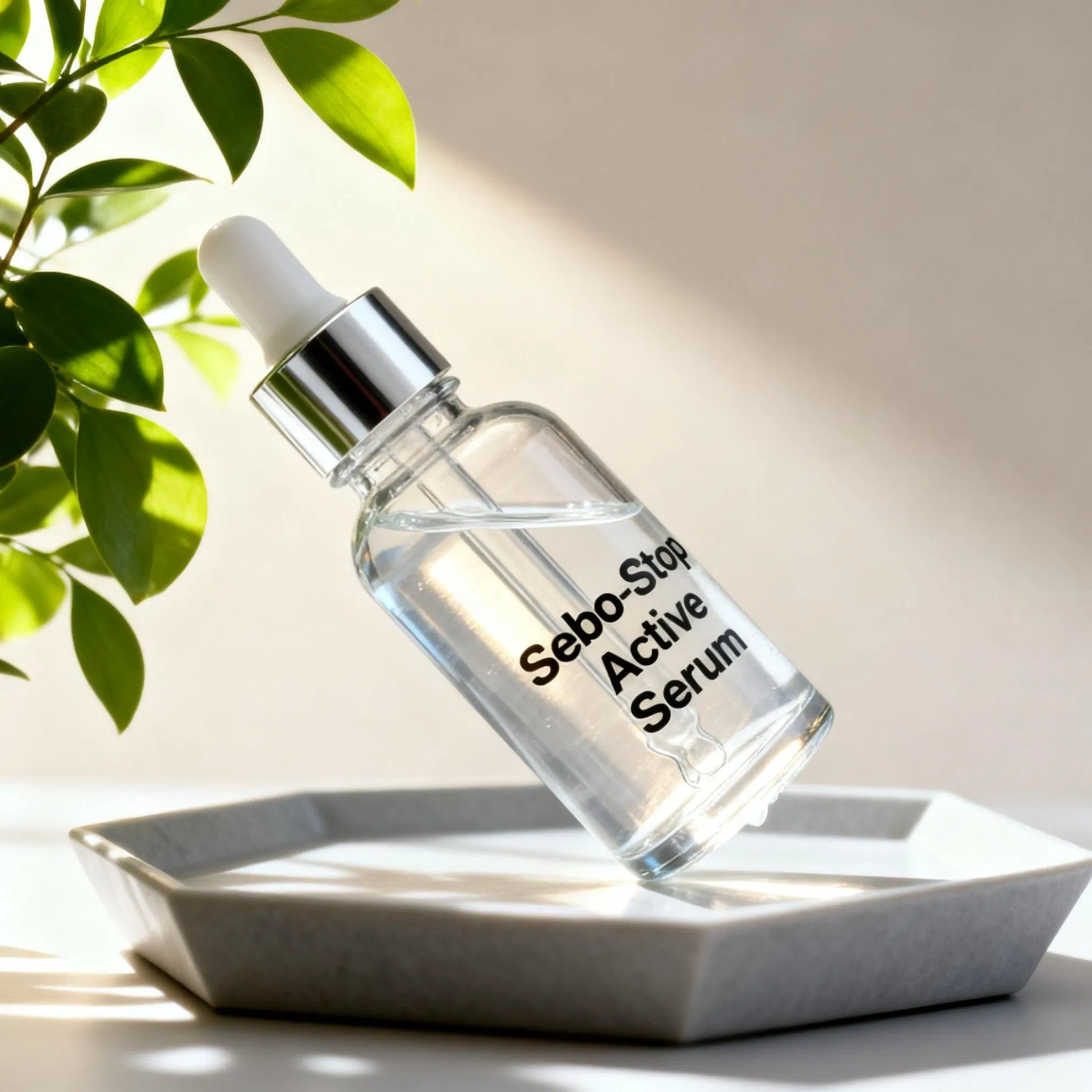 Sebo Aceite de Lujo Absorbente y Suero Facial Antiinflamatorio con Extracto de Raíz de Rehmannia China y Corteza de Sauce Blanco para Control de Brillo y Enrojecimiento