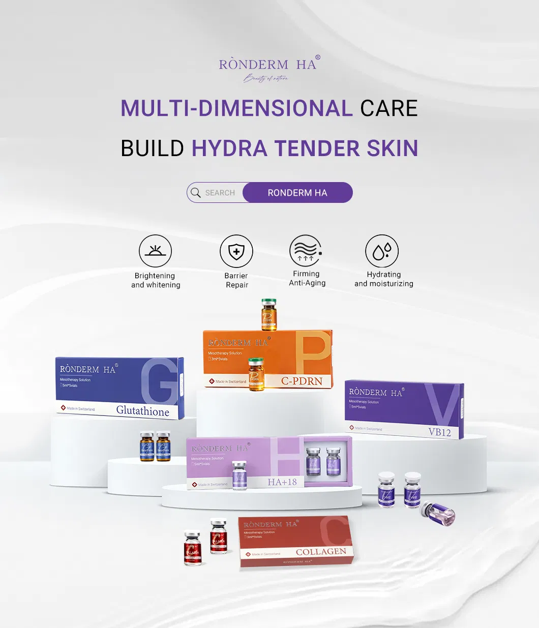 OEM Inyectable Acelerador de Piel Pdrn Mesoterapia para Rejuvenecimiento Facial 3ml*5