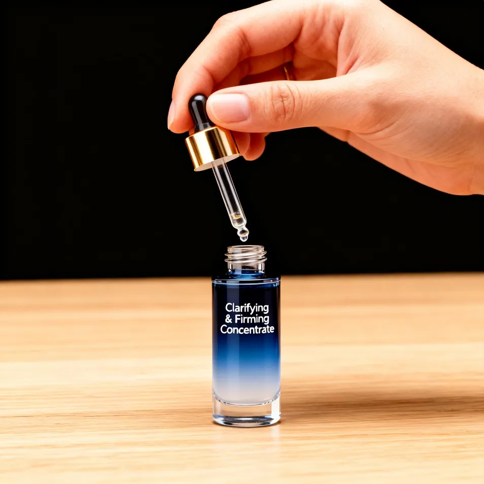 Suero facial intensivo, exclusivo, iluminador y perfeccionador de poros con extracto de Saccharum Officinarum y triethanolamina para una exfoliación suave y limpieza profunda