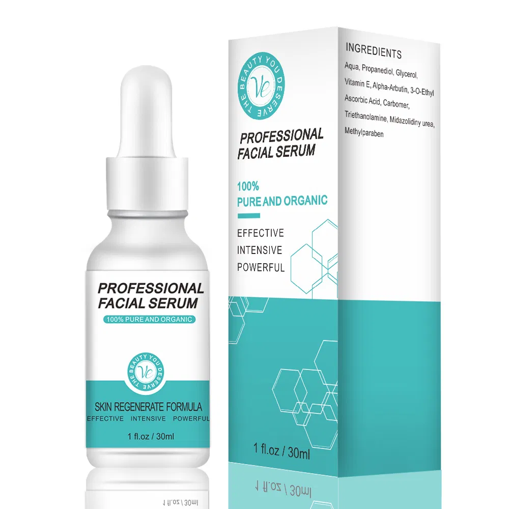 Suero facial de esencia hidratante de marca privada, cuidado de la piel orgánico, nutre, repara, blanquea, humecta, suero facial orgánico de colágeno y vitamina