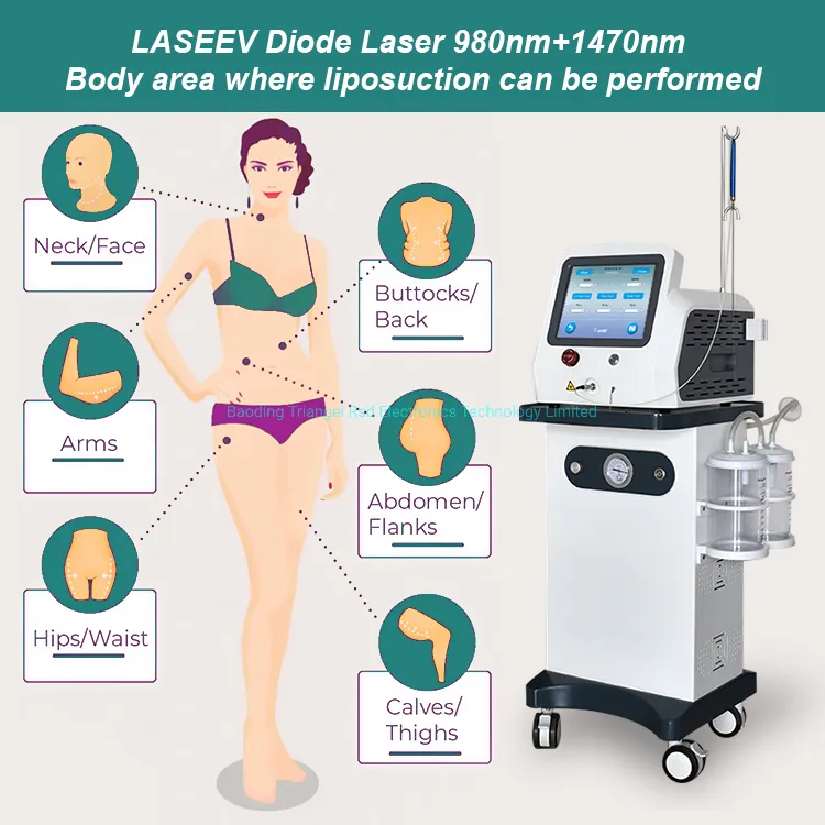 Diodo Endolaser 980 Nm 1470 Dispositivo de Lifting Facial Láser Liposucción Lipólisis