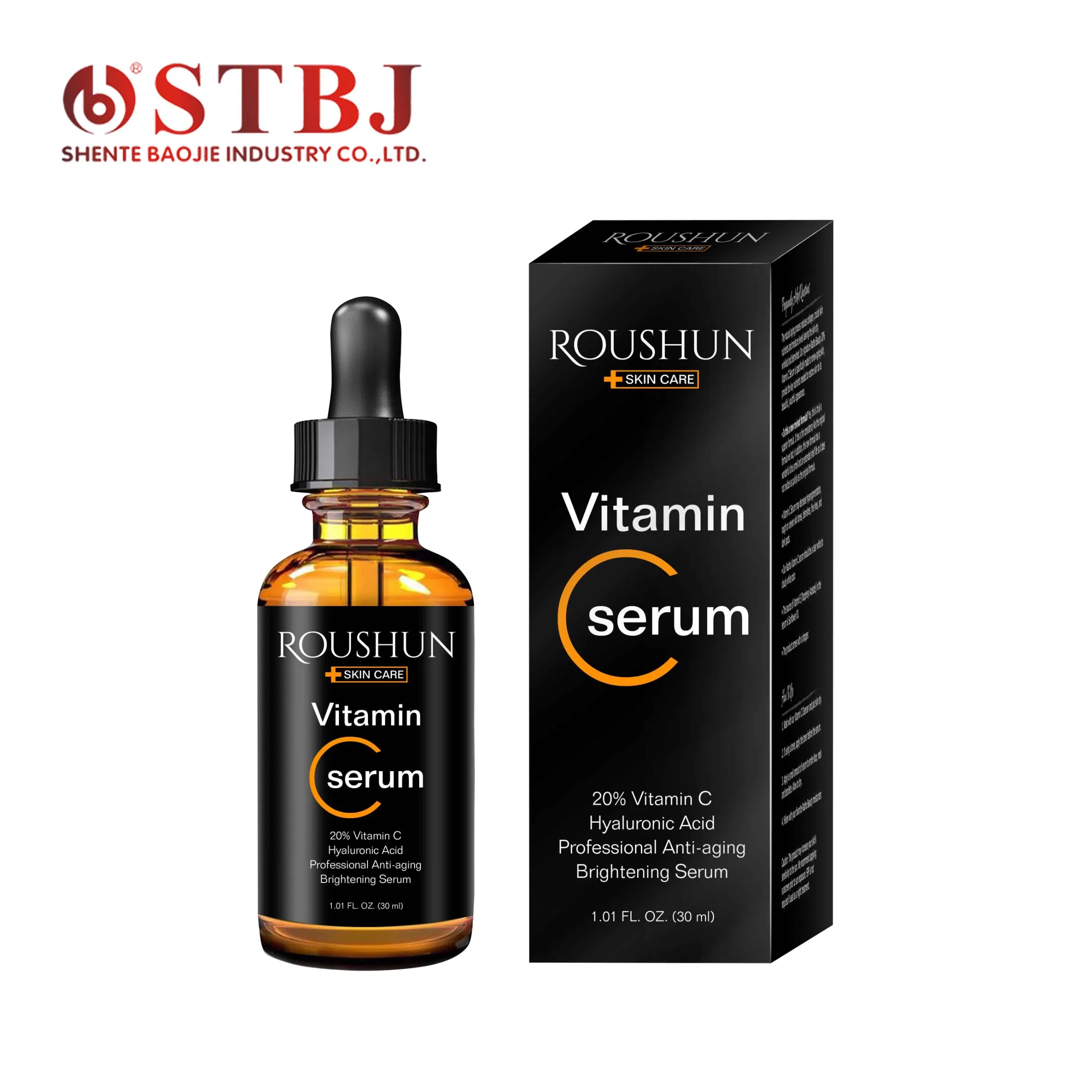 Roushun 20% Suero Facial de Vitamina C Ácido Hialurónico Profesional Antienvejecimiento Suero Iluminador
