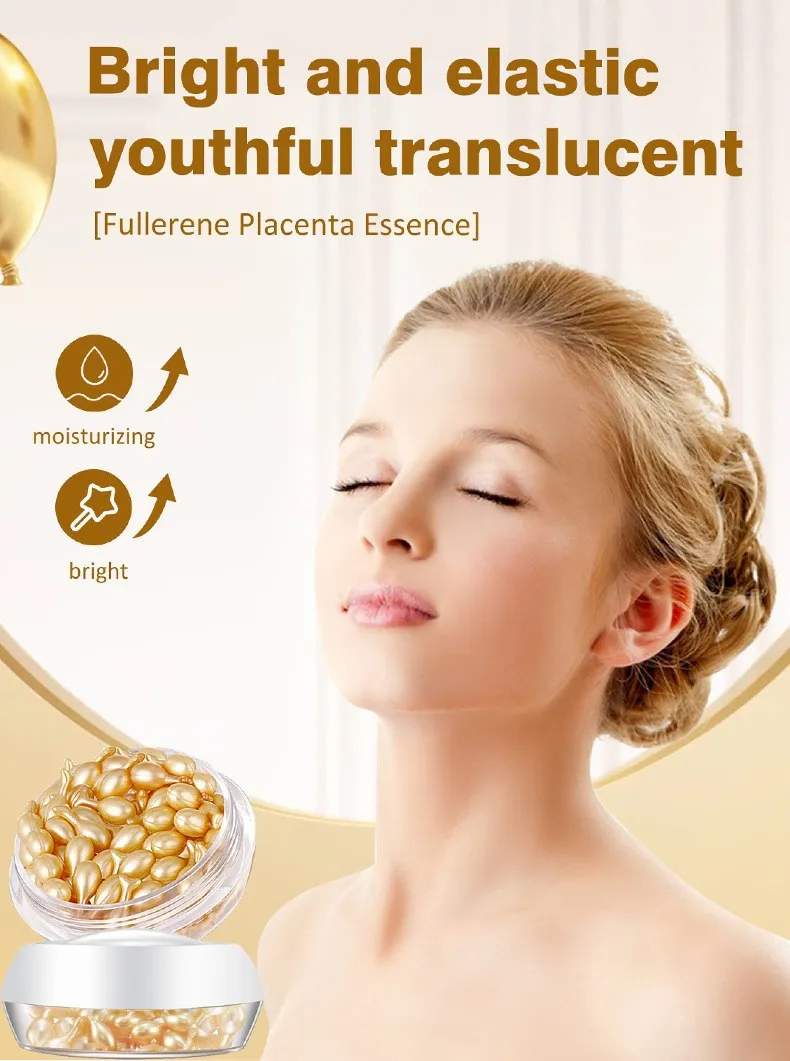 Suero facial reparador lujoso nutritivo antienvejecimiento iluminador de placenta de fullerene