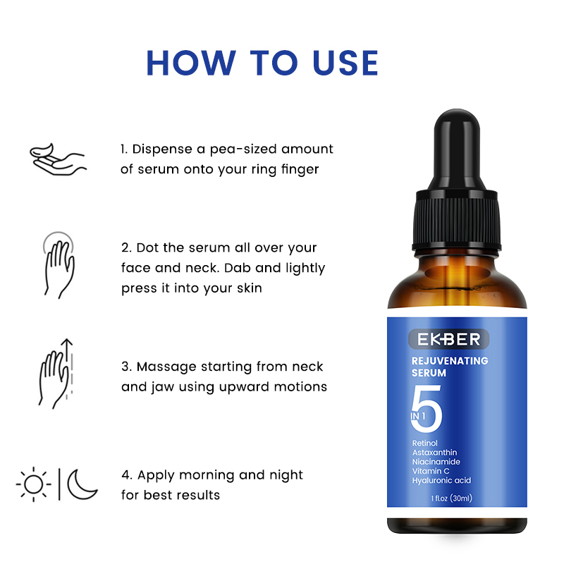 Suero para el cuidado de la piel de venta caliente Retinol Niacinamida Vitamina C Ácido Hialurónico Antienvejecimiento Alisante Reafirmante de la piel 5 en 1 Suero